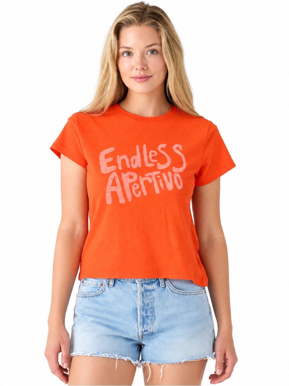 NWT RE/DONE Classic Tee Endless Aperitivo Graphic T-Shirt Aperol Red XS